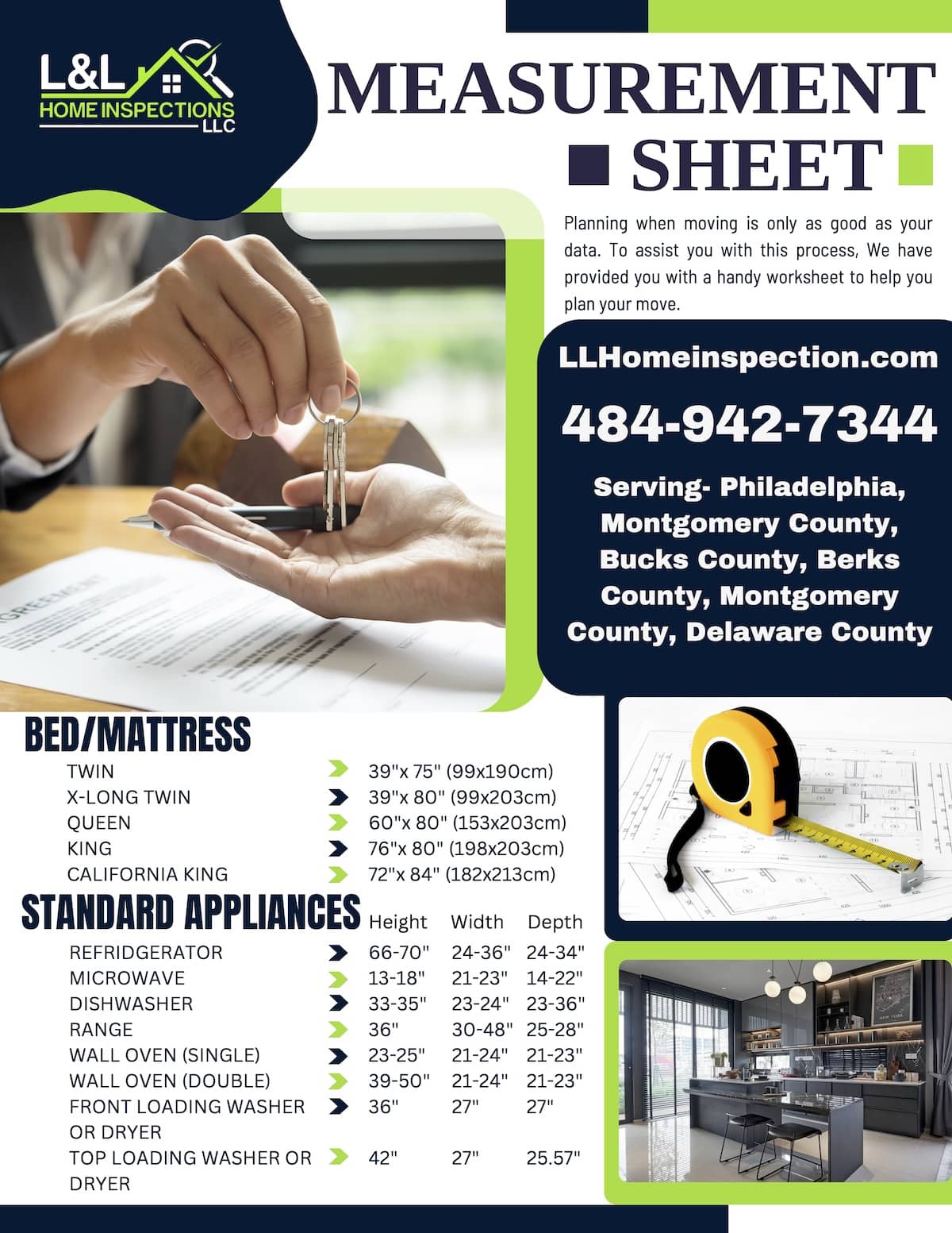 Image of the measurement sheet PDF that can be downloaded